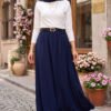 Elastic Waistband with Pocket Detail Hem Edge Skirt Pink – Bild 5