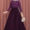 Elastic Waistband with Pocket Detail Hem Edge Skirt Plum – Image 3