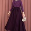 Elastic Waistband with Pocket Detail Hem Edge Skirt Plum – Image 4