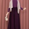 Elastic Waistband with Pocket Detail Hem Edge Skirt Plum – Image 7
