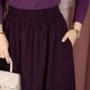 Elastic Waistband with Pocket Detail Hem Edge Skirt Plum – Image 6