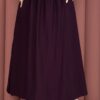 Elastic Waistband with Pocket Detail Hem Edge Skirt Plum – Image 2