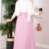 Elastic Waistband with Pocket Detail Hem Edge Skirt Pink – Bild 4