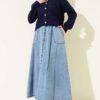 Elastic Waist Pocket Denim Skirt Denim Blue - الصورة 2