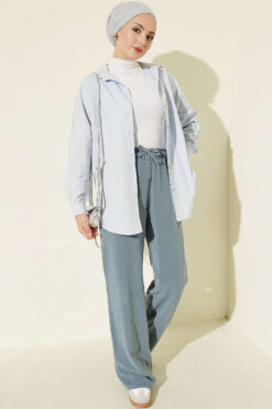 Alternative view of Elastic Waist Pocketed Tencel Trousers Indigo