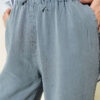Elastic Waist Pocketed Tencel Trousers Indigo - immagine 4