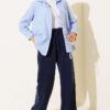 Elastic Waist Pocketed Tencel Trousers Navy Blue - الصورة 2