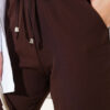 Elastic Waist Slim Fit Trousers Dark Brown - Imagen 4