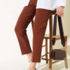 Elastic Waist Slim Fit Trousers Dark Brown - Imagen 5