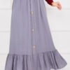 Elastic Waist Button Detail Modest Skirt Grey - الصورة 2