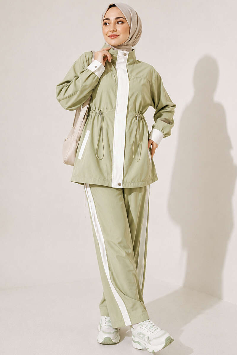 Elastic Waist Tencel Two-Piece Set Aqua Green