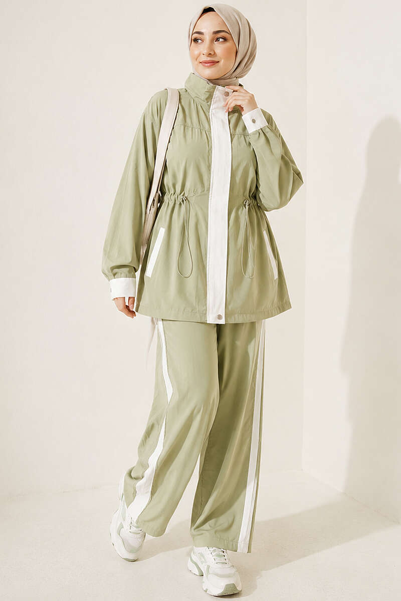 Elastic Waist Tencel Two-Piece Set Aqua Green - Image 3