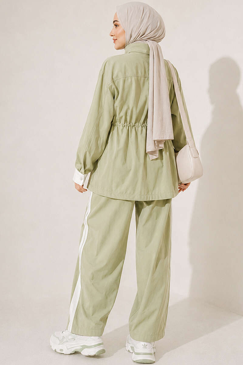 Elastic Waist Tencel Two-Piece Set Aqua Green - Image 4