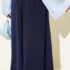 Elastic Waist Wide-Leg Fabric Trousers Navy Blue – Image 3