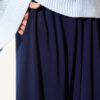 Elastic Waist Wide-Leg Fabric Trousers Navy Blue – Image 4