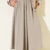 Elastic Waist Wide-Leg Fabric Trousers Mink