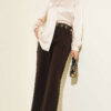 Elastic Waist Pleated Front Pants Dark Brown - Image 2