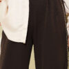 Elastic Waist Pleated Front Pants Dark Brown - Image 4