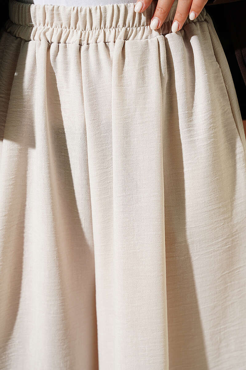 Elastic Waist Pants Skirt Beige - Image 4
