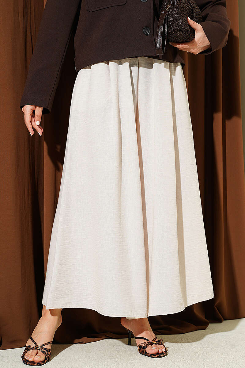 Elastic Waist Pants Skirt Beige
