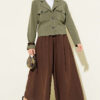 Elastic Waist Pants Skirt Brown - Image 2