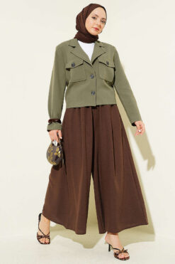Alternative view of Elastic Waist Pants Skirt Brown