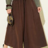 Elastic Waist Pants Skirt Brown