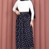 Elastic Waist Polka Dot Chiffon Tulle Summer Skirt Navy Blue - الصورة 4