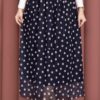 Elastic Waist Polka Dot Chiffon Tulle Summer Skirt Navy Blue - الصورة 2