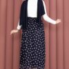 Elastic Waist Polka Dot Chiffon Tulle Summer Skirt Navy Blue - الصورة 5