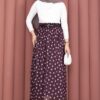 Elastic Waist Polka Dot Chiffon Tulle Summer Skirt Plum - Imagen 4
