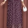 Elastic Waist Polka Dot Chiffon Tulle Summer Skirt Plum - Imagen 2