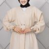 ⁦Long Elastic Waist Modest Coat Beige⁩ - الصورة ⁦2⁩