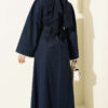 Waist-Detail Embroidered Denim Dress Dark Blue - Image 3