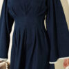 Waist-Detail Embroidered Denim Dress Dark Blue - Image 4