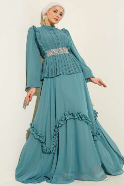 Embellished Ruffled Chiffon Evening Dress Hazel
