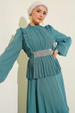 Alternative view of Embellished Ruffled Chiffon Evening Dress Hazel