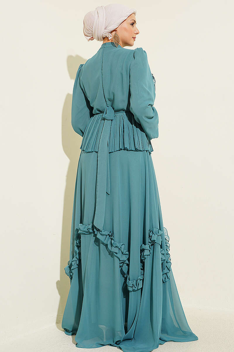 Embellished Ruffled Chiffon Evening Dress Hazel - الصورة 3