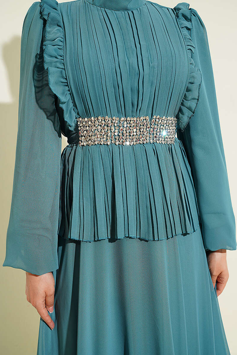 Embellished Ruffled Chiffon Evening Dress Hazel - الصورة 4