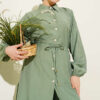 Belted Tunic with Buttons Long Two-Piece Set Hazel - Image 2