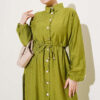 ⁦Belted Long Tunic Two-Piece Set Oil Green⁩ - الصورة ⁦2⁩