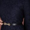 Bella Lace Detailed Belted Modest Dress Navy Blue – Bild 5