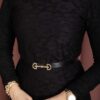 Bella Lace Detailed Belted Modest Dress Black - الصورة 6