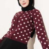 Beaded Patterned Knit Cardigan Burgundy