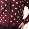 Beaded Patterned Knit Cardigan Burgundy - الصورة 4