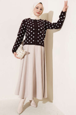 Alternative view of Beaded Patterned Knit Cardigan Brown
