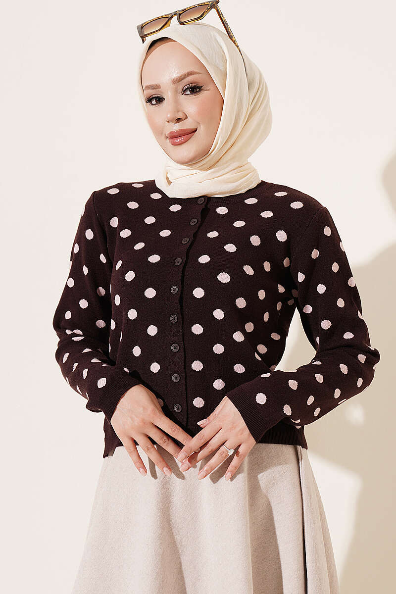 Beaded Patterned Knit Cardigan Powder Pink