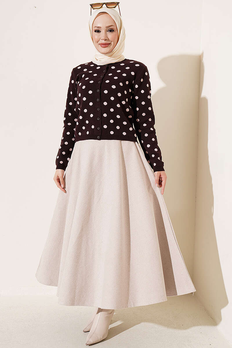 Beaded Patterned Knit Cardigan Powder Pink - الصورة 2