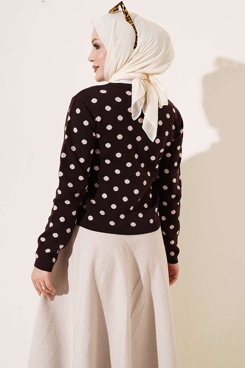 Beaded Patterned Knit Cardigan Powder Pink - الصورة 3