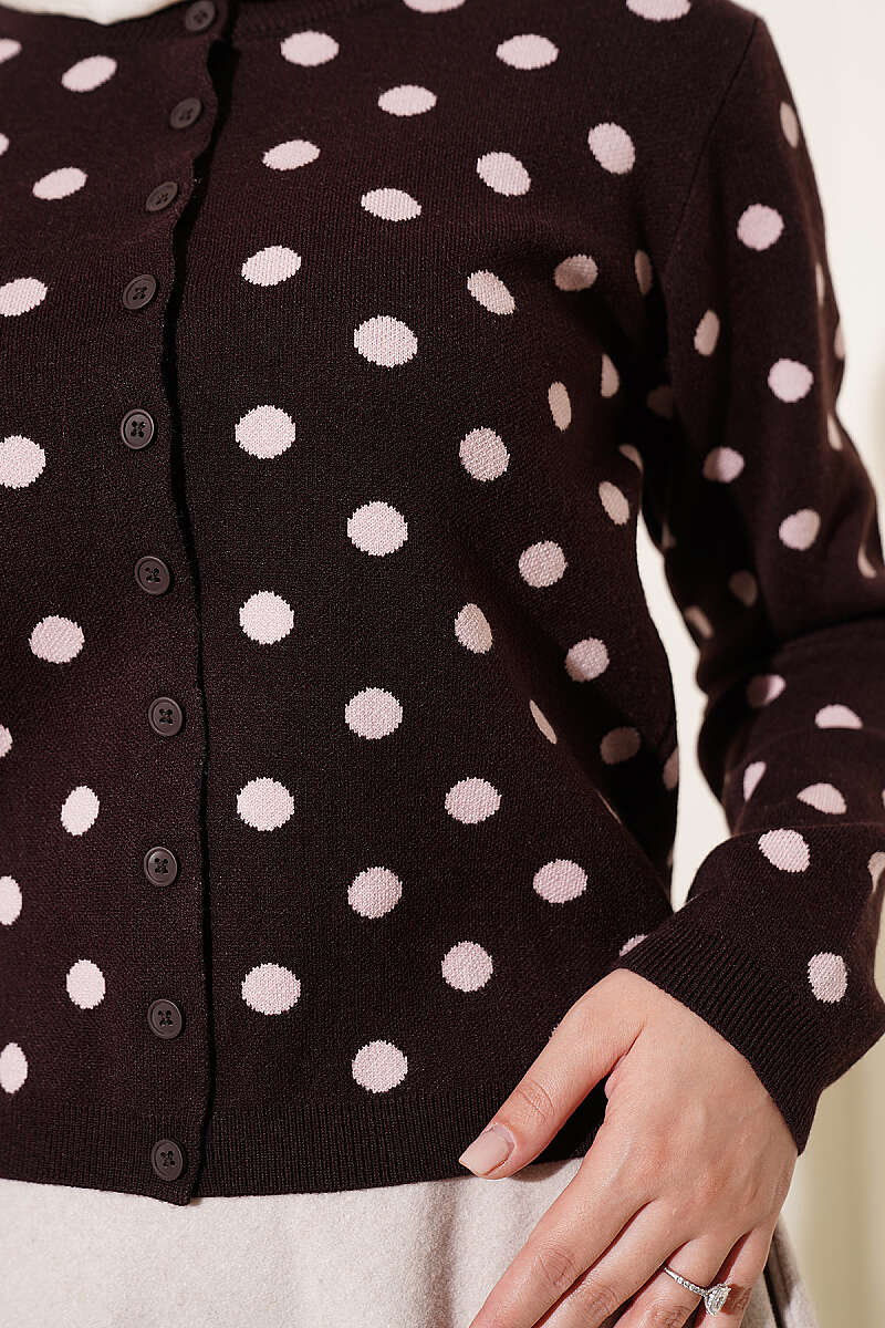 Beaded Patterned Knit Cardigan Powder Pink - الصورة 4